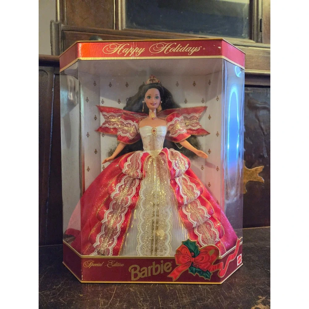 1997 Happy Holidays Barbie 10th Anniversary Doll & Russell Stover Candy Tin Set